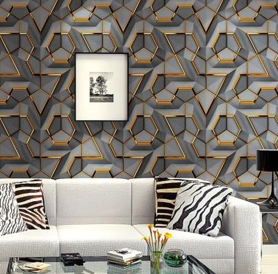 China 2021 Canton Traditional Glossy Mosaic Gold Glitter 3D Silver Wallpaper for sale