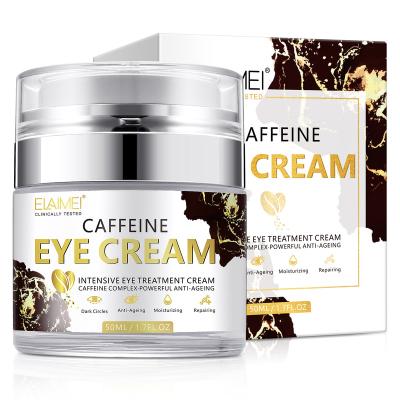 China ELAIMEI Anti-Wrinkle Private Label Repair Eye Bag Removal Circle Anti Aging Coffee Eye Whitening Instant Settling Dark Cream for sale