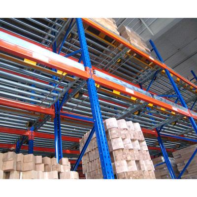 China Custom High Storage Capacity Cardboard Flow Heavy Duty Steel Racking Pallet Gravity Flow Rack System For Warehouse for sale