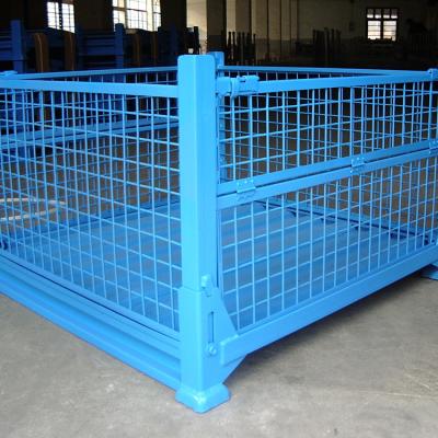 China Q235 Steel Industry Warehouse Utilize Folded Storage Cages Wire Mesh Container for sale