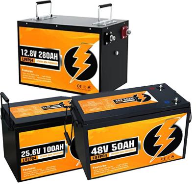 China 12V/24V/48V System Long Life LiFePO4 Li-Ion Storage 10/20/30/50/100/150/280/200Ah Lithium Ion Battery LiFePO4 Solar Rechargeable Battery for sale