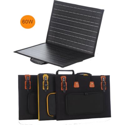 China Portable Foldable Smartphone Solar Panel 60w Sunpower Monocrystalline Solar Battery Charger For Camping Power Station for sale