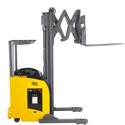 China Restaurant Everlift 1.5 Ton 2ton Electric Scissor Forklift Reach Truck With Telescopic Forks for sale