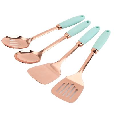 China Sustainable Wholesale 4pcs Stainless Steel Utensil Set With Copper Finish Kitchen Accessories for sale