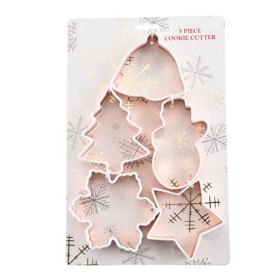 China High Quality Unique Design 5Piece Christmas Cookie Cutter Viable Set With Copper Finished With Dipped Silicone for sale