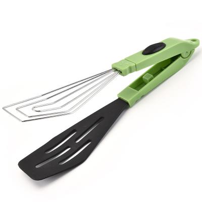 China New Design Sustainable 2 in 1Multi Function Nylon and Stainless Steel Food Tongs and Beater Turner and Beater for sale