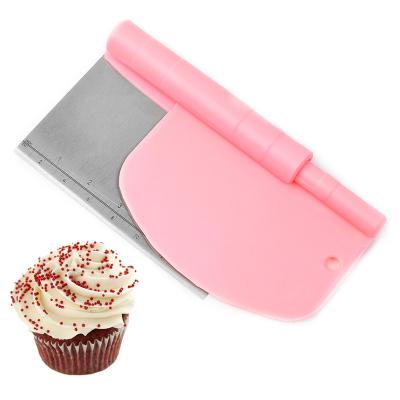 China Stainless Steel+PP Pizza Dough Cake Scraper 2 in 1 Dough Scraper Cutter Kitchen Flour Pastry Cake Tool for sale