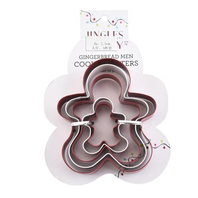 China Sustainable 5pcs Stainless Steel Gingerbread Cookie Cutter Set With Powder Coating Gingerbread Cookie Cutter Set for sale