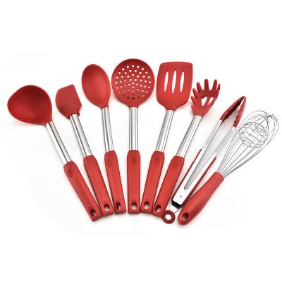 China Amazon Sustainable Hot Selling 8 Piece Silicone Nonstick Kitchen Utensil Set, With Silicone Handle for sale