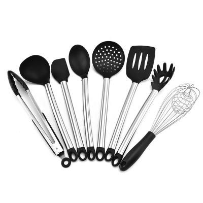 China Amazon Sustainable Hot Sale 8 Piece Silicone Nonstick Kitchen Utensil Set With Silicone Endcap for sale