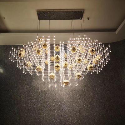 China Modern Luxury K9 Crystal Customized Golden Ball Chandelier for Meeting Room Pendant Light Led Lighting Copper Decorative Lighting Style for sale