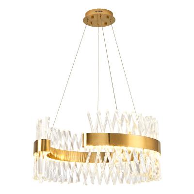 China New Luxury Crystal Chandelier Fixtures Popular Round Ceiling Lamp High Light Efficacy Design With E14 LED Bulbs for sale