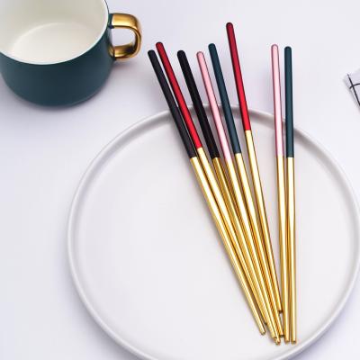 China Disposable Korean Custom Metal Color Titanium Stainless Steel Chopsticks For Wedding Gift Souvenirs for sale