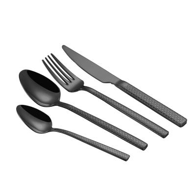 China Disposable Luxury Elegant Black Plated Flatware Sets , Wedding Cutlery Set for sale