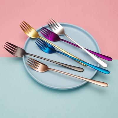 China Disposable Korean Style 304 Stainless Steel Colorful Titanium Forks for sale