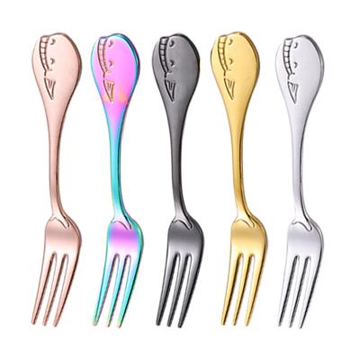 China Viable Shape Whale Cartoon Fruit steel304 Stainless Fork, Baby Fork, Dessert Salad Mixing Fork for sale