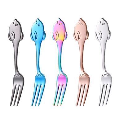 China Sustainable new design shape stainless steel304 cute dolphin cute dessert berry fork , cake fork for sale