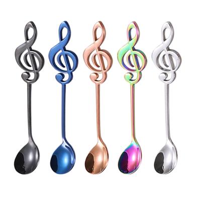 China Sustainable 304 Stainless Steel Food Grade Titanium Music One Spoon Dessert Ice Cream Mini Teaspoon for sale