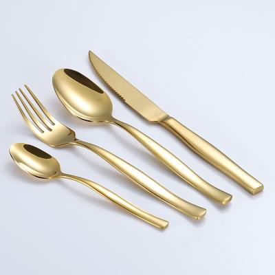 China Good quality products stainless steel salad fork spoon disposable gold flat dinnerware for hotel for sale