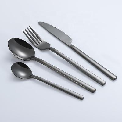 China Disposable high quality black stainless steel spoon and fork cutlery set for sale