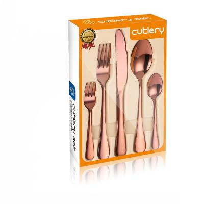 China 30pc Sustainable Reusable Classic Knife and Fork Spoon Stainless Steel Rose Gold For Restaurant Cutlery Set for sale