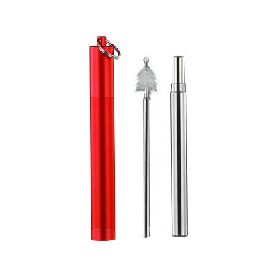 China Selling Eco Portable Folding Drinking Straw Stainless Steel Straw Metal Scratch Resistant Color Straw Creative Set Disposable Telescopic Hot for sale