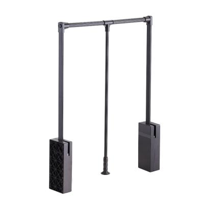 China Minimalist Pull Down Folding Lift Rod Retractable Wardrobe Hanging Rod Wardrobe Rail Lift Cabinet Pull Down Hanger for sale