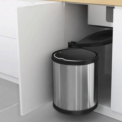 China Cover Rolling Type Swing Out Kitchen Waste Bin For Hinged Door Cabinets Pull Out Automatic Opening Built-In Trash Can Sideboard for sale