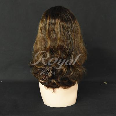 China Hot Sale High Quality Silky Straight Brown Wavy Jewish Wig Hair Kosher Wave Wigs for sale