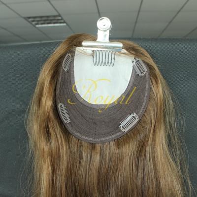 China Qingdao Royalwigs Brown Bulk Lie Brazilian Express Silky Straight Human Hair White Hair Topper Wigs for sale