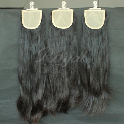 China Real Silky Straight Fast Shipping 4*4 Inch Nice Looking Invisible Wave Stock Knots And Natural Silk Topper for sale