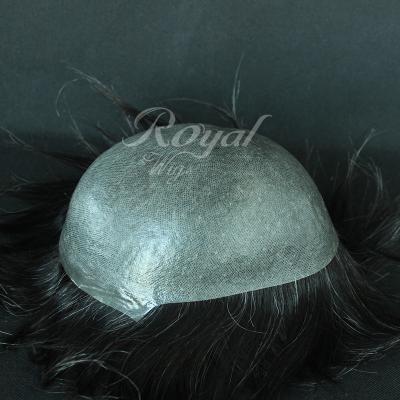 China PU Men's Wig With Knot Immediately Shipping Men Gray Straight Hair Wig Natural Hair Pieces PU Stock Hair Pieces for sale