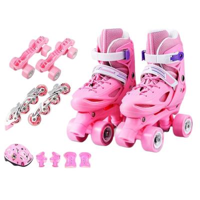 China TPR Girls Adjustable Portable Four Wheel Floor For Roller Skating Kids PU Quad Roller Skate for sale