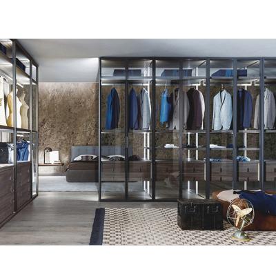 China Expandable Clear Glass Door Furniture Display Cabinet Multi-Layer Organizer Wardrobe for sale