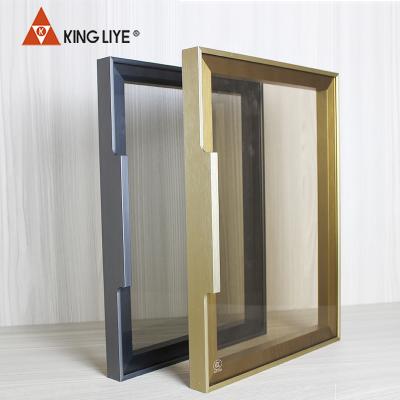 China 3mm Extendable Aluminum Tempered Glass Door For Kitchen Display Cabinet Wardrobe for sale