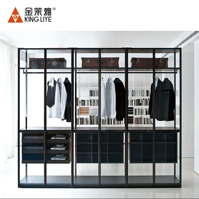 China Expandable High End Aluminum Modular Closets Glass Bedroom Wardrobe Organizer for sale