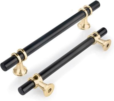 China Wholesale Modern Contemporary Matte Black Kitchen Cabinet Stainless T Bar Handles Brushed Nickel Silver Gold Furniture Drawer Wardrobe Pulls for sale