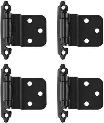 China Modern Black Inset Cabinet Door Hinges, 4 Packs 2 Pairs Flush Mount Cabinet Face Sideboard Hardware Self Closing Hinges for sale