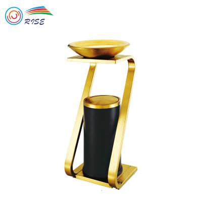 China Hotel Garbage Stored Ground Trash Can With Ashtray Floor Standing Waste Ash Barrel Box Hotel for sale