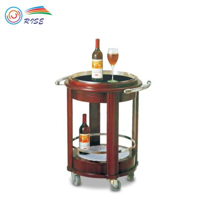 China Modern Supply Items Cheap Hotel Food Liquor Serving Solid Wood Tea Cake Wine Cart for sale