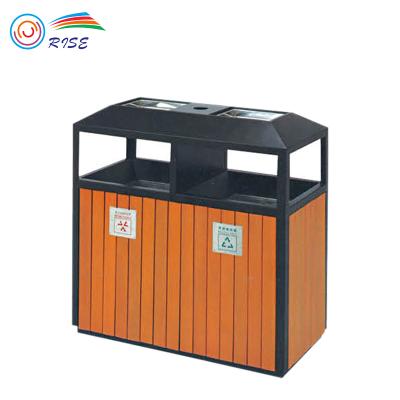 China Sustainable professional fabrication metal wpc+iron recycling outdoor waste bin for sale