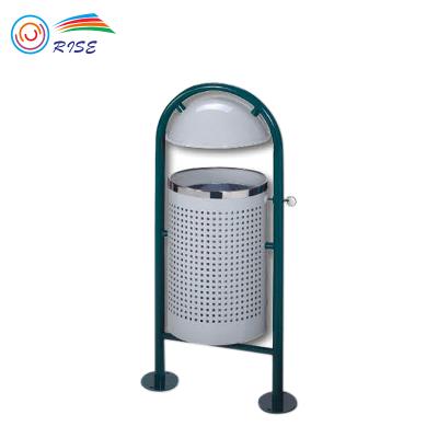 China Sustainable Outdoor Round Metallic Swing Trash Can City Trash Can Recycling Waste Trash Bin for sale