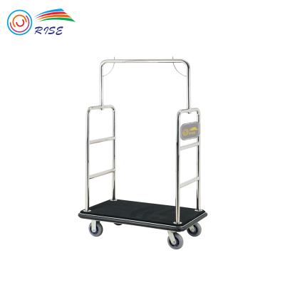 China Modern 201 Stainless Steel Metal Hotel Luggage Trolley Luggage Cart for sale