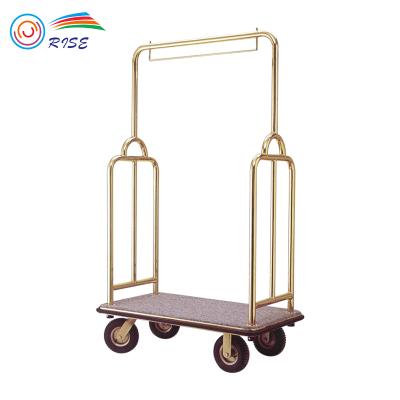 China Modern Hot Sale Brass Luggage Trolley / Hotel Hand Check Luggage Trolley for sale