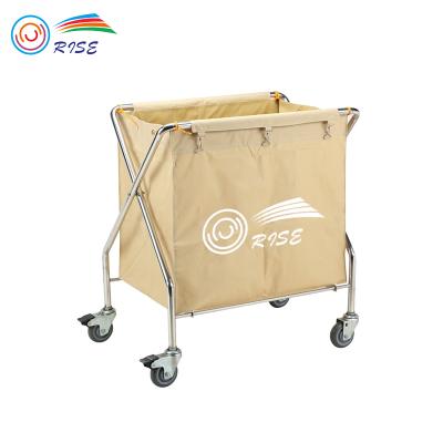 China Foldable Hotel Housekeeping Laundry Trolley Cleaning Service Hotel Canvas Cart for sale