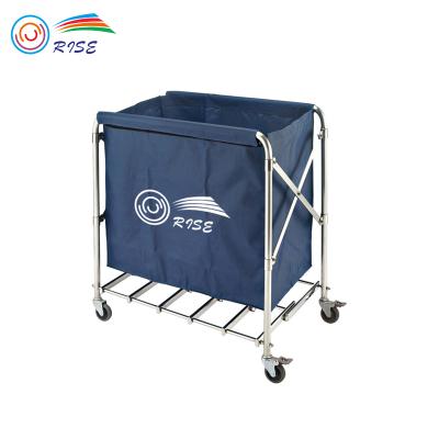 China Hotel Hotel Housekeeping Metal Trolley Service Foldable Canvas Cart for sale