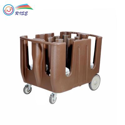 China Large Capacity Catering Adjustable Restaurant Equipment Polyethylene Dish Cart With 4 Wheel for sale