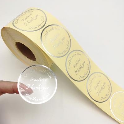 China Custom Transparent Hot Stamping Clear Adhesive Label Cosmetic Label Bottle Gold Foil Perfume Glass Bottle Sticker for sale