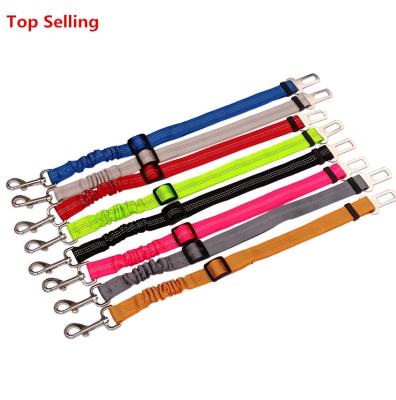 China Multi-colors Durable Adjustable Elastic Nylon Dog Seatbelt Belt Dog Leash for sale