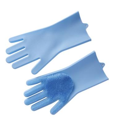 China Dishwashing Gloves Dropshipping Kitchen Pair Reusable Dish Silicone Dish Cleaning Rubber Rubbing Gloves for sale